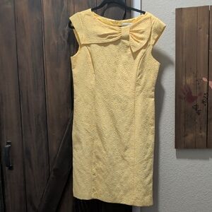 Sandra Darren Yellow Mini Dress with Bow
